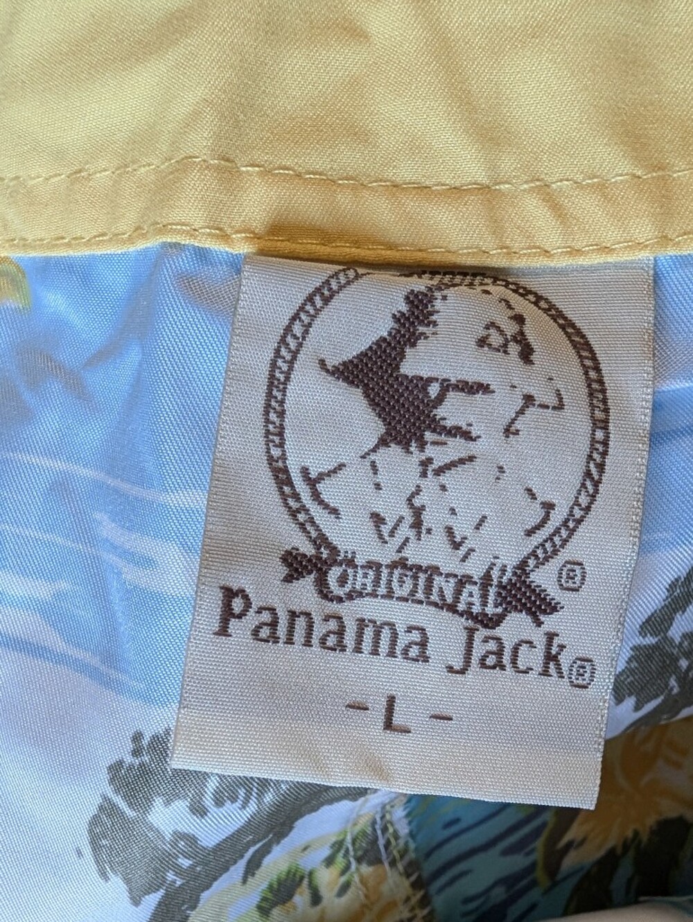 Panama Jack Blue Yellow Tropical Swim Shorts Boardshorts Velcro Tie Size Large L - Picture 4 of 8